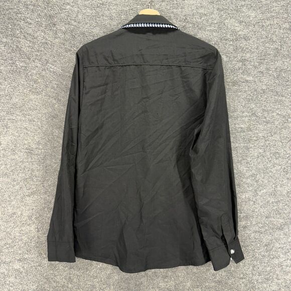 New Unbranded Shirt Men 2XL Black Button Up Collared Long Sleeve Regular Fit - Picture 2 of 8